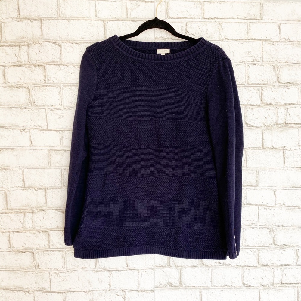 Talbots 100% Cotton Navy Blue Knit Sweater Medium